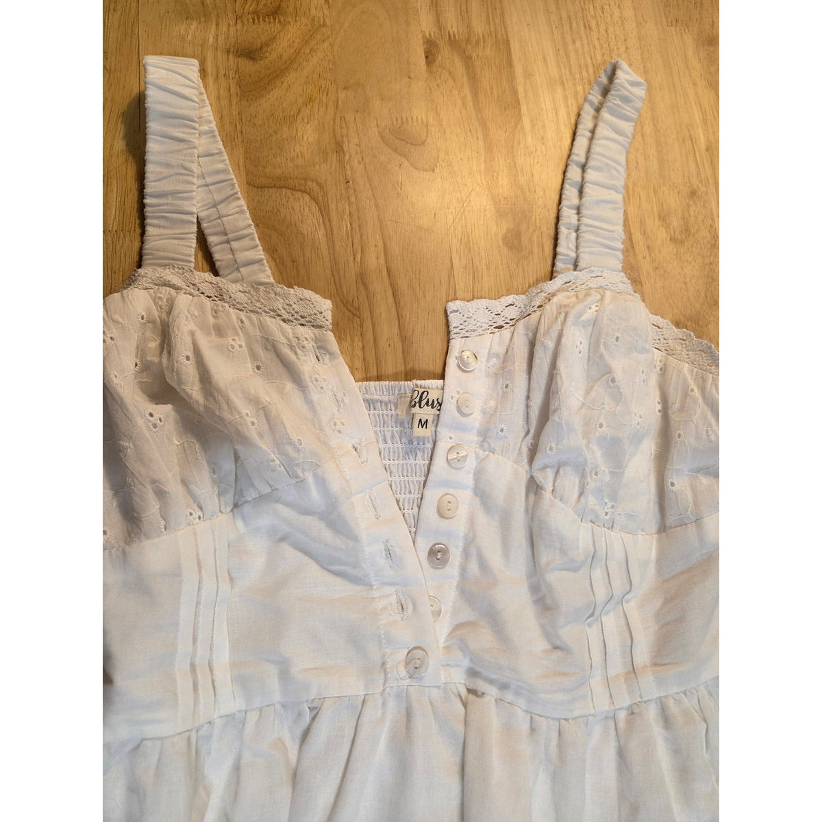 Blush size medium cotton sundress line skirt sleeveless button front princess