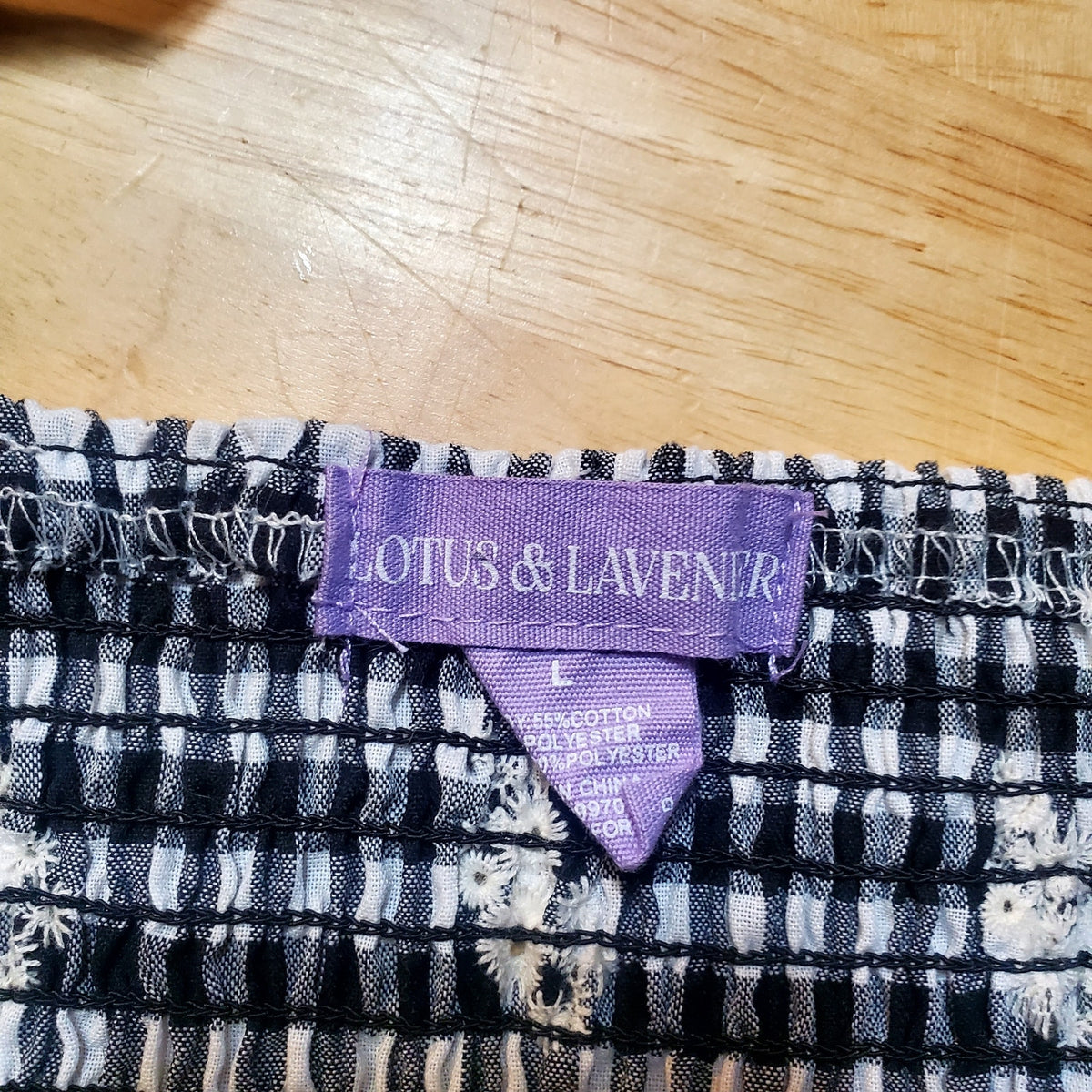 Lotus & Lavender 100% Cotton Gingham corset tank top eyeletted black &white Lrg