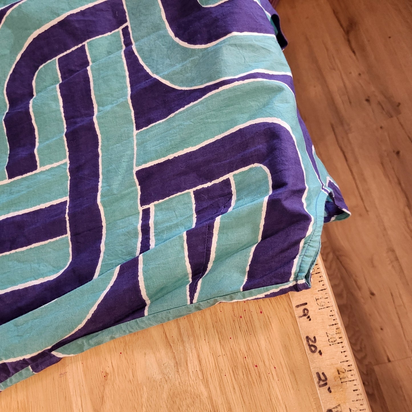 Two Danes Cotton Sleeveless Midi Pocket Blue Geometric Print Button Back xs