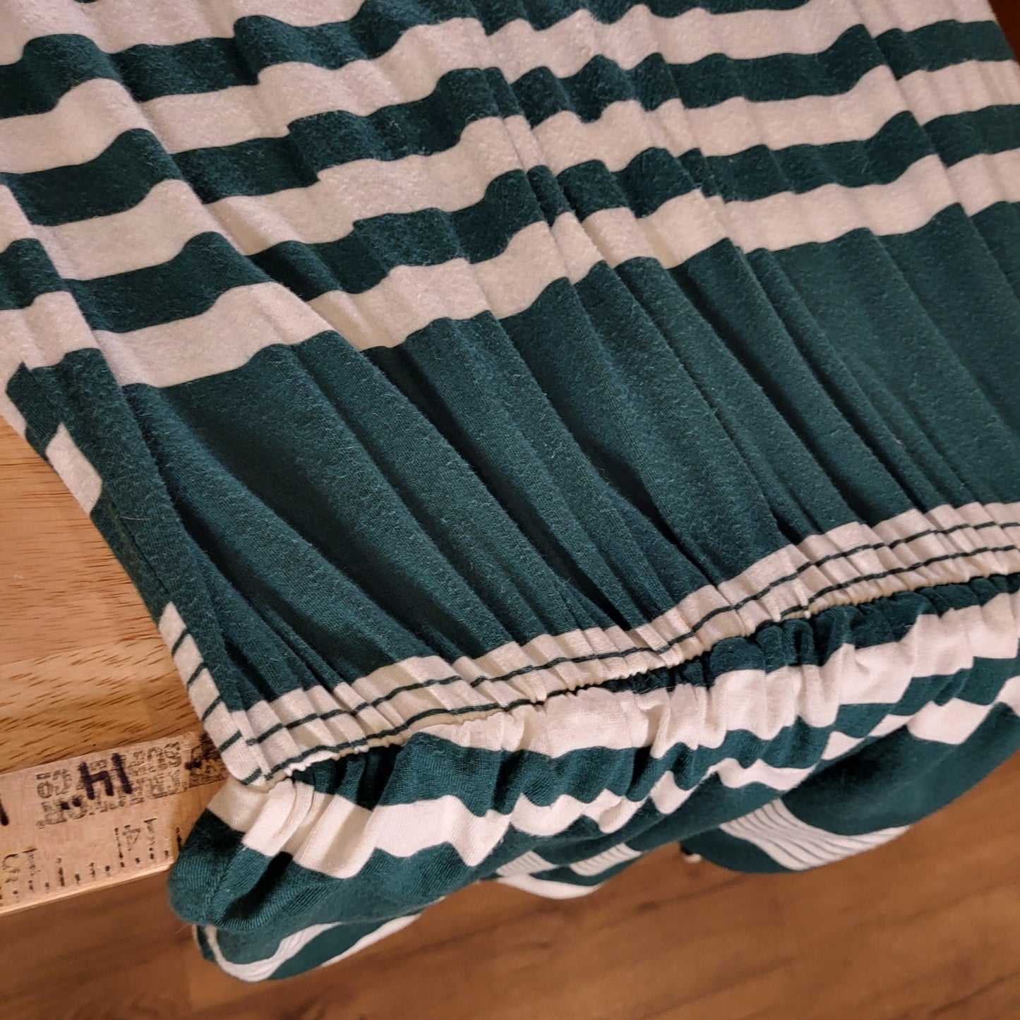 Espresso Green Striped Rayon Jersey Knit Tank Maxi Dress Stretch Summer L