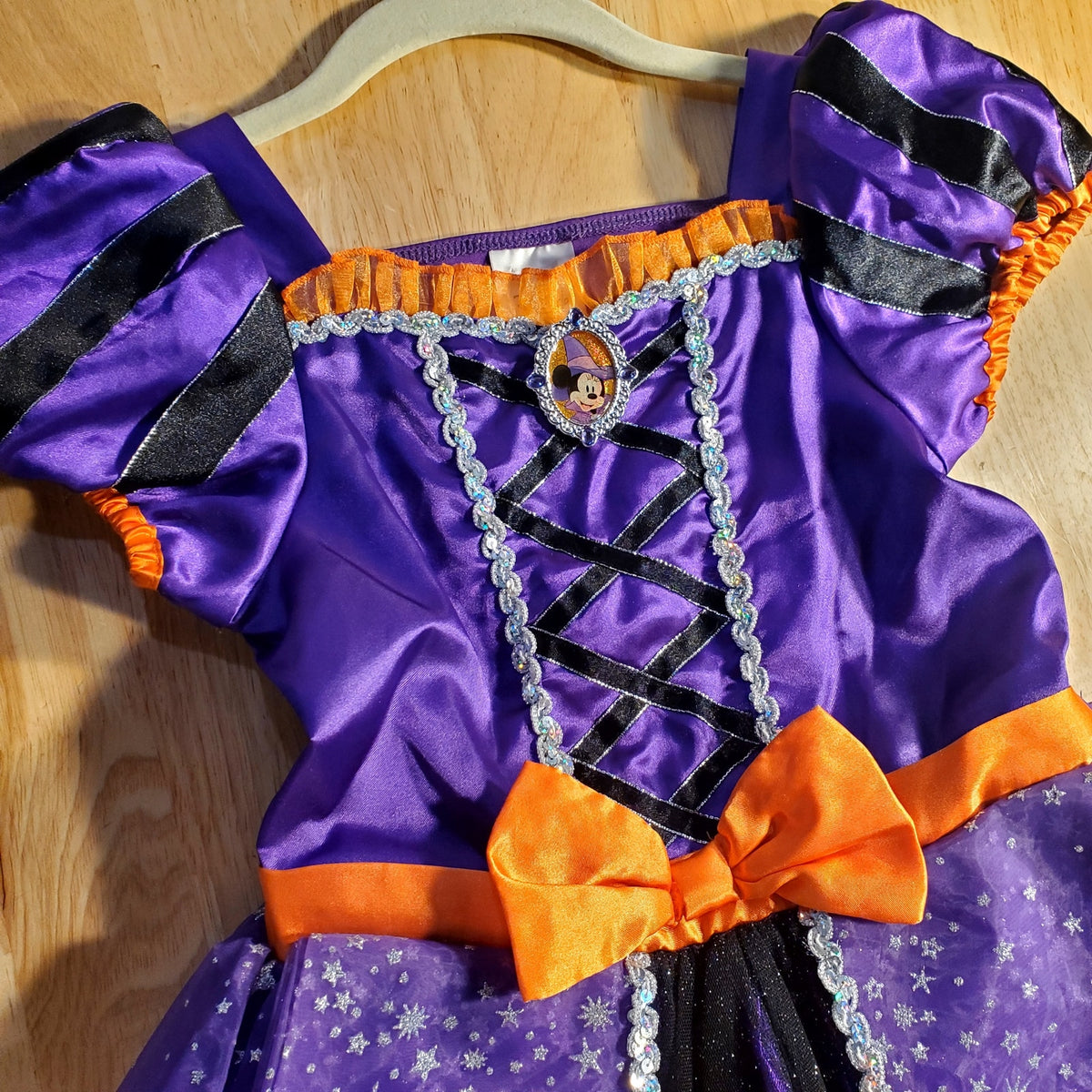 Disney Store witch Minnie Mouse costume purple orange glitter size 7/8 (no hat)