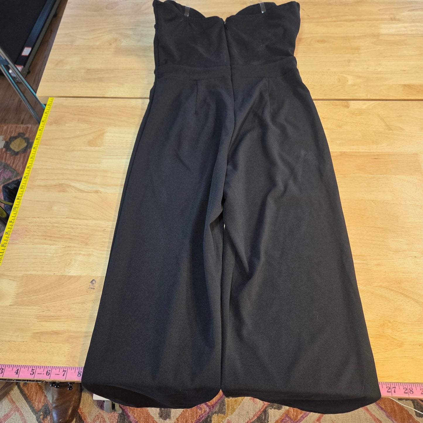 Valentine Black Jumpsuit black wide legs embroidered bust sleeveless medium