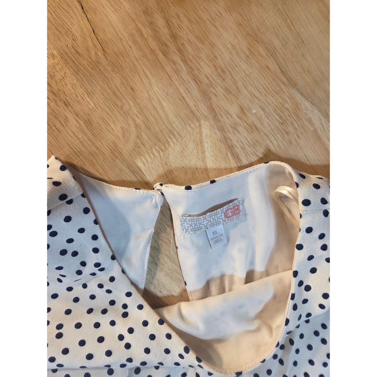 GB brand white polka dot flutter sleeve open back knee length dress size large