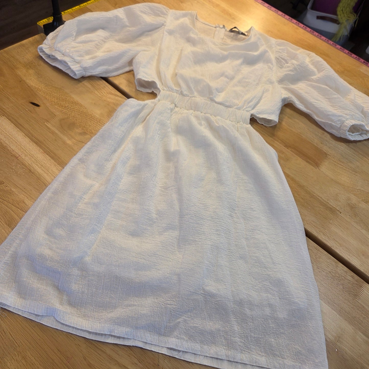 HFYVE  Jersey knit cut outside elastic mini dress white cotton size medium
