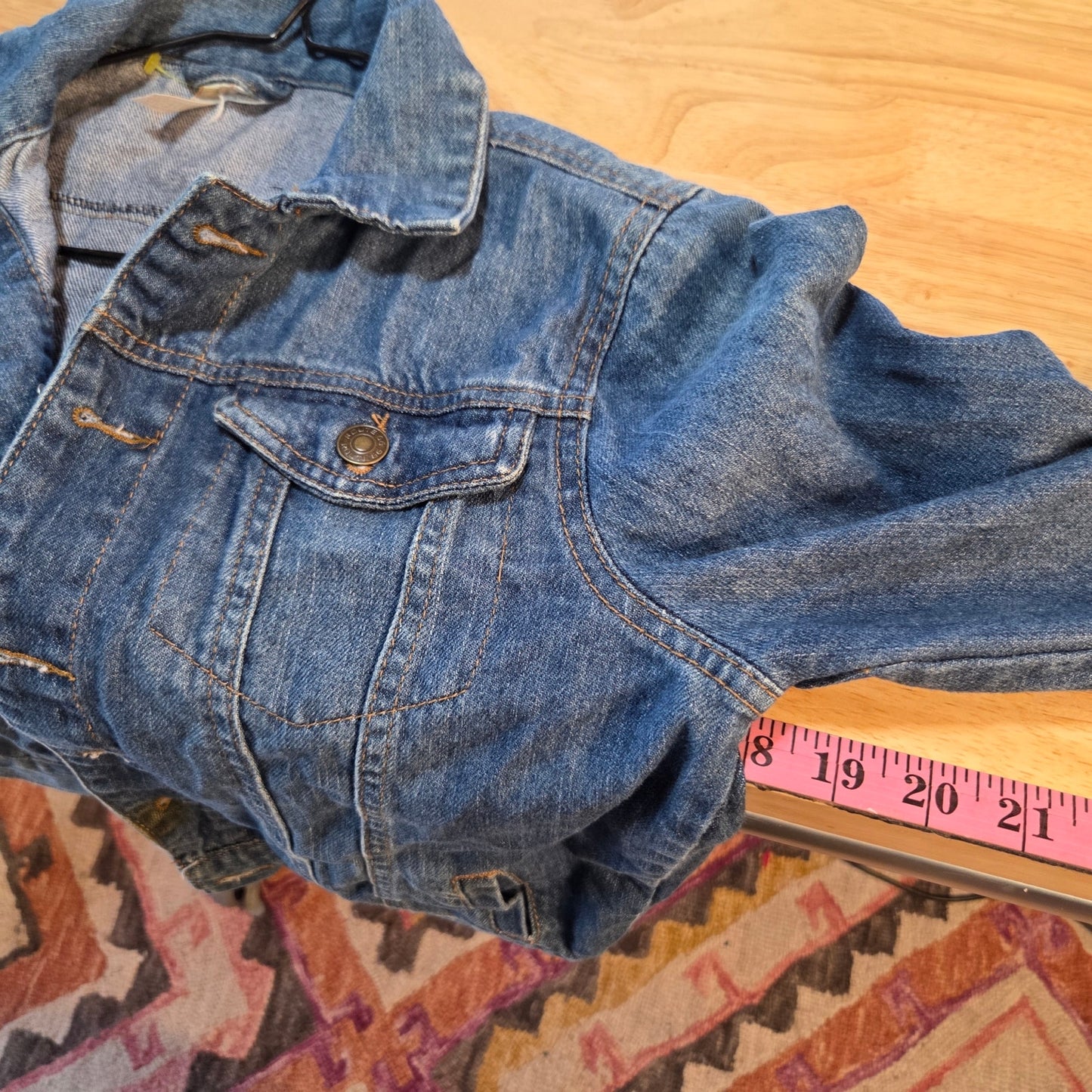 Route 66 Kids Denim Jean Jacket Size 10/12 Pockets Buttons 18" P2P