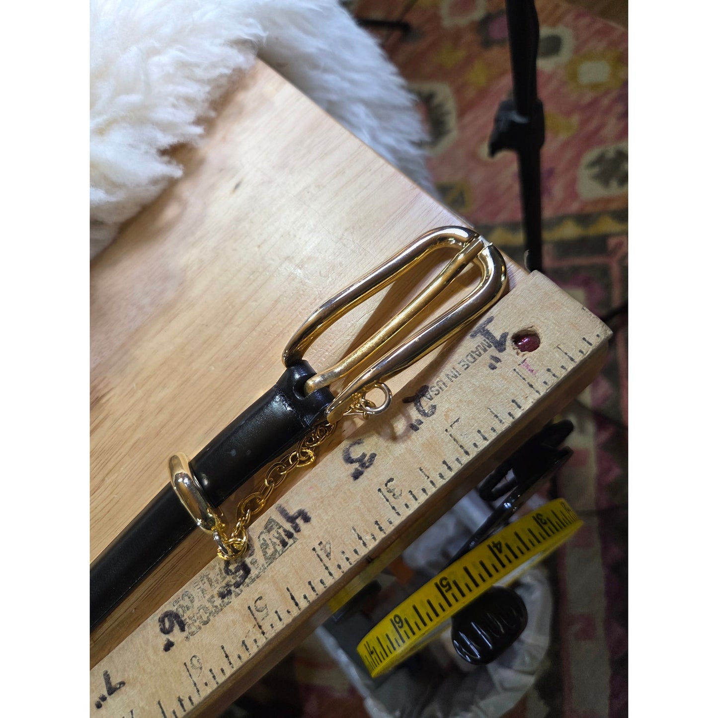 Investments large genuine Italian calfskin leather 39" length gold hardware