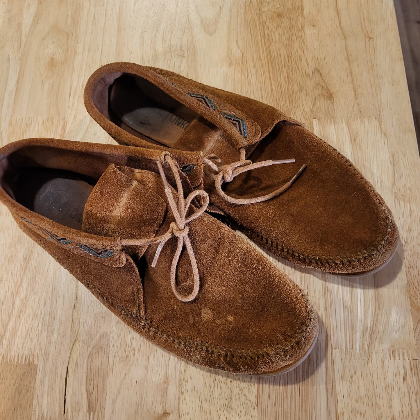 Minnetonka Brown Suede Leather Ankle Moccasins Size 11
