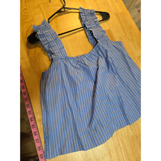 On 34th blue striped off shoulder tank top extra small
