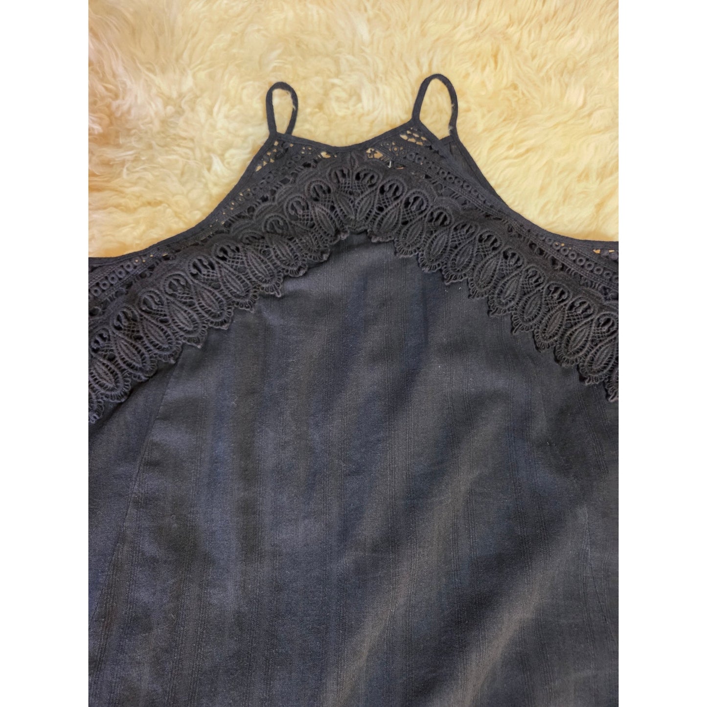 Venus Size 10 Black Spaghetti Strap Mini Dress Lace