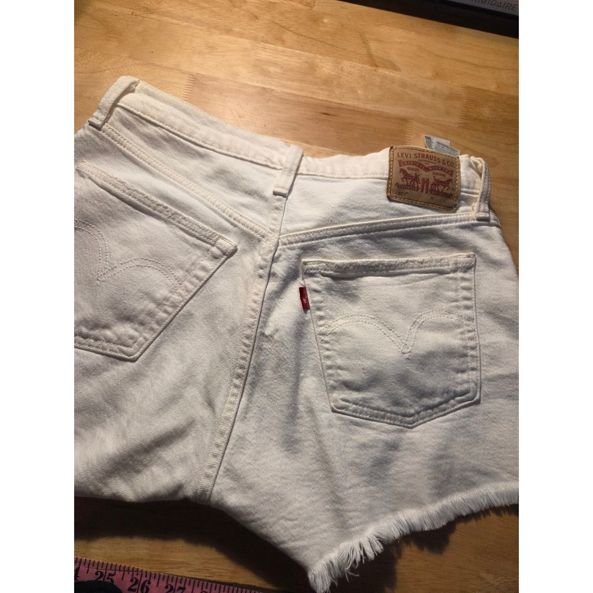 Levi's white cut off denim jeans shorts 27 w