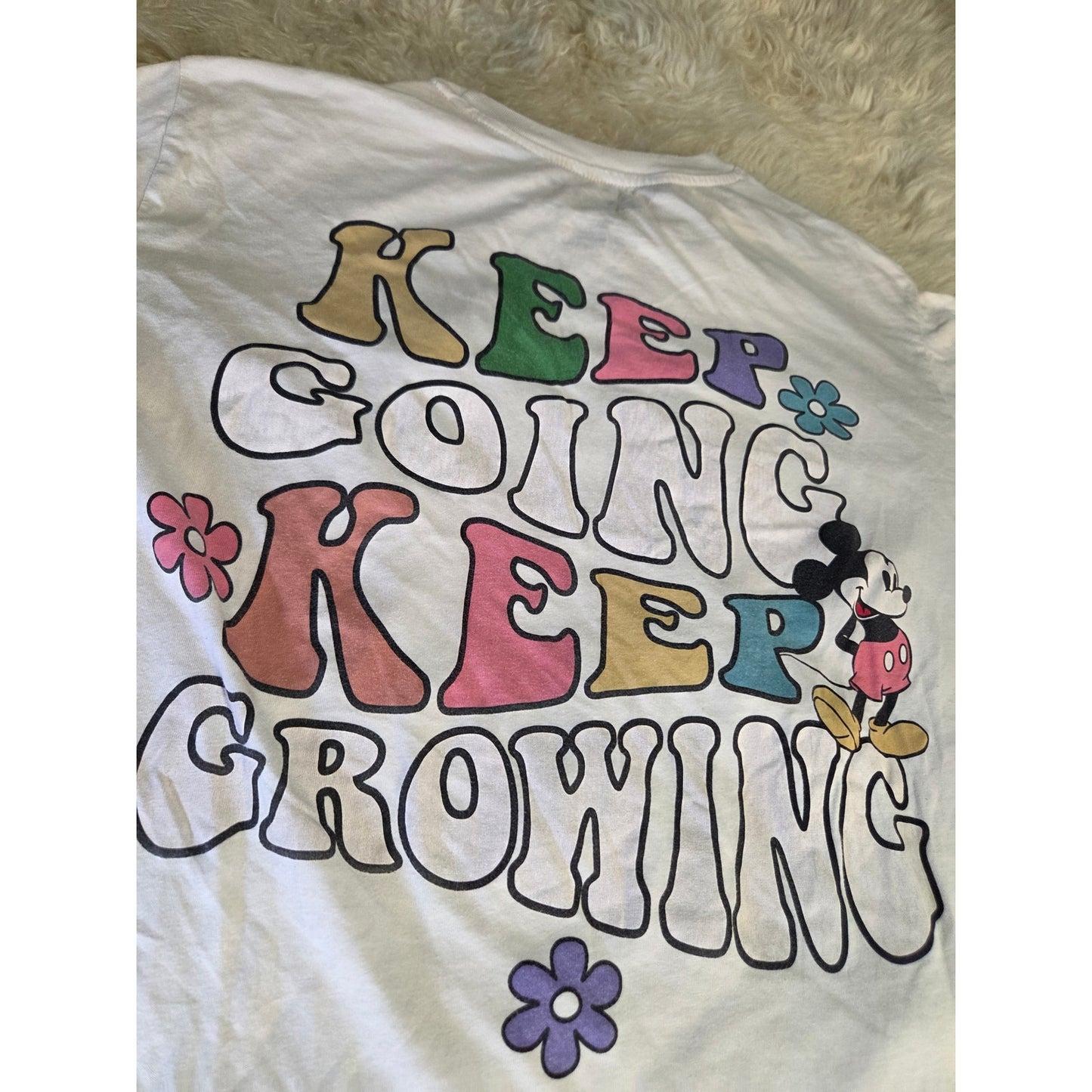 Disney Mickey Mouse Keep going keep Growing T-shirt Beige large cotton blend