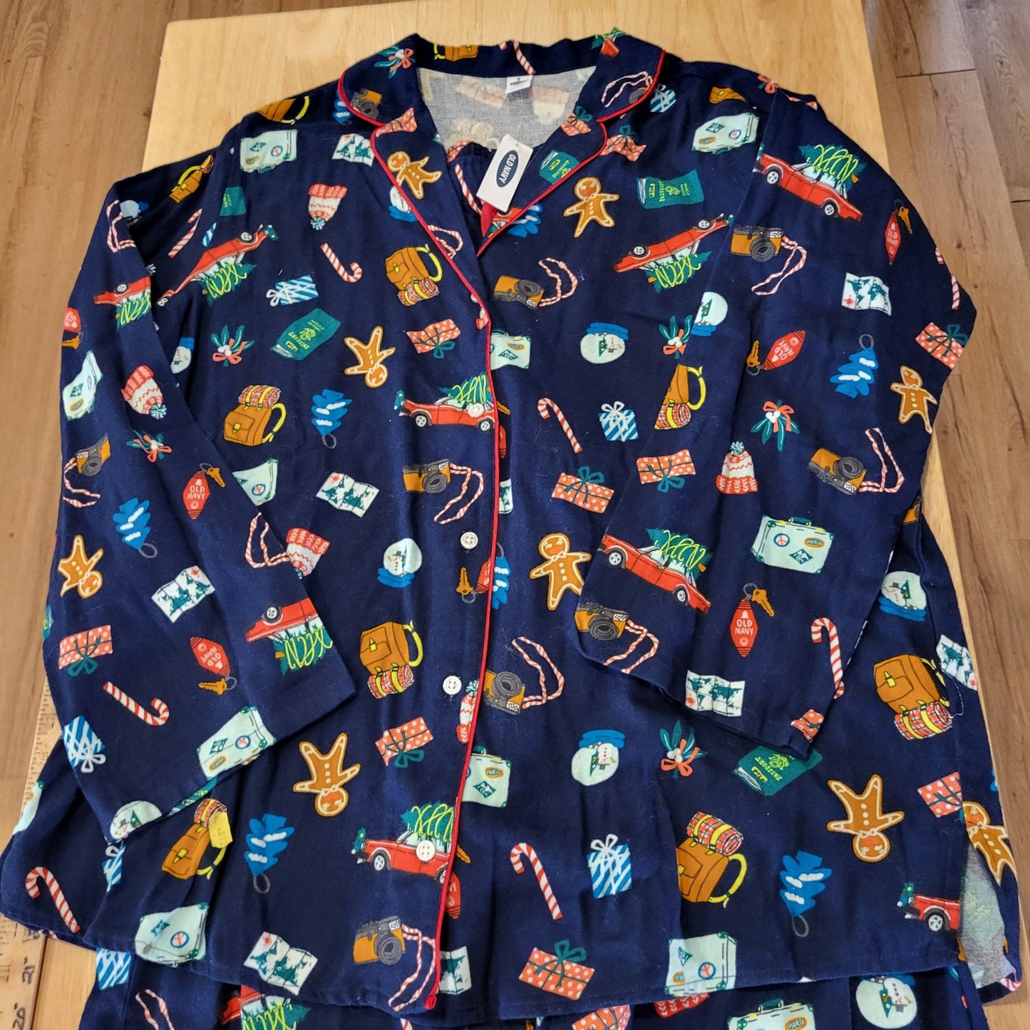 NWT Old Navy Blue Christmas Pajama Set Flannel 100% Cotton Xl