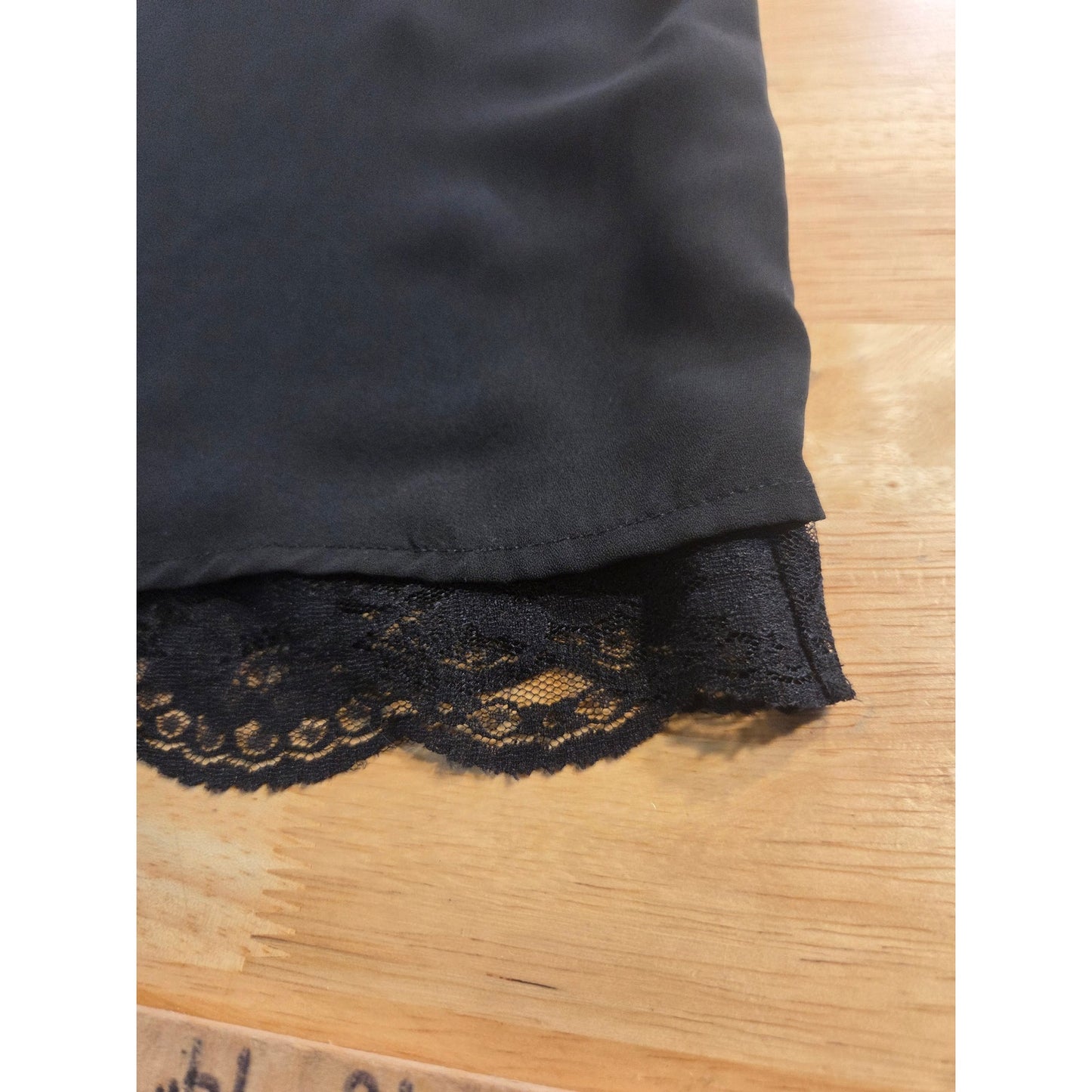 Forever 21 Black Spaghetti Strap Slip Dress Lace Hem Size Small Polyester