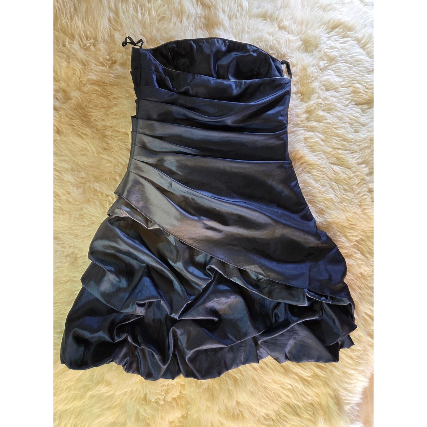Onyx Nite blue metallic ombre gathered sleeveless tube dress Mini size 12