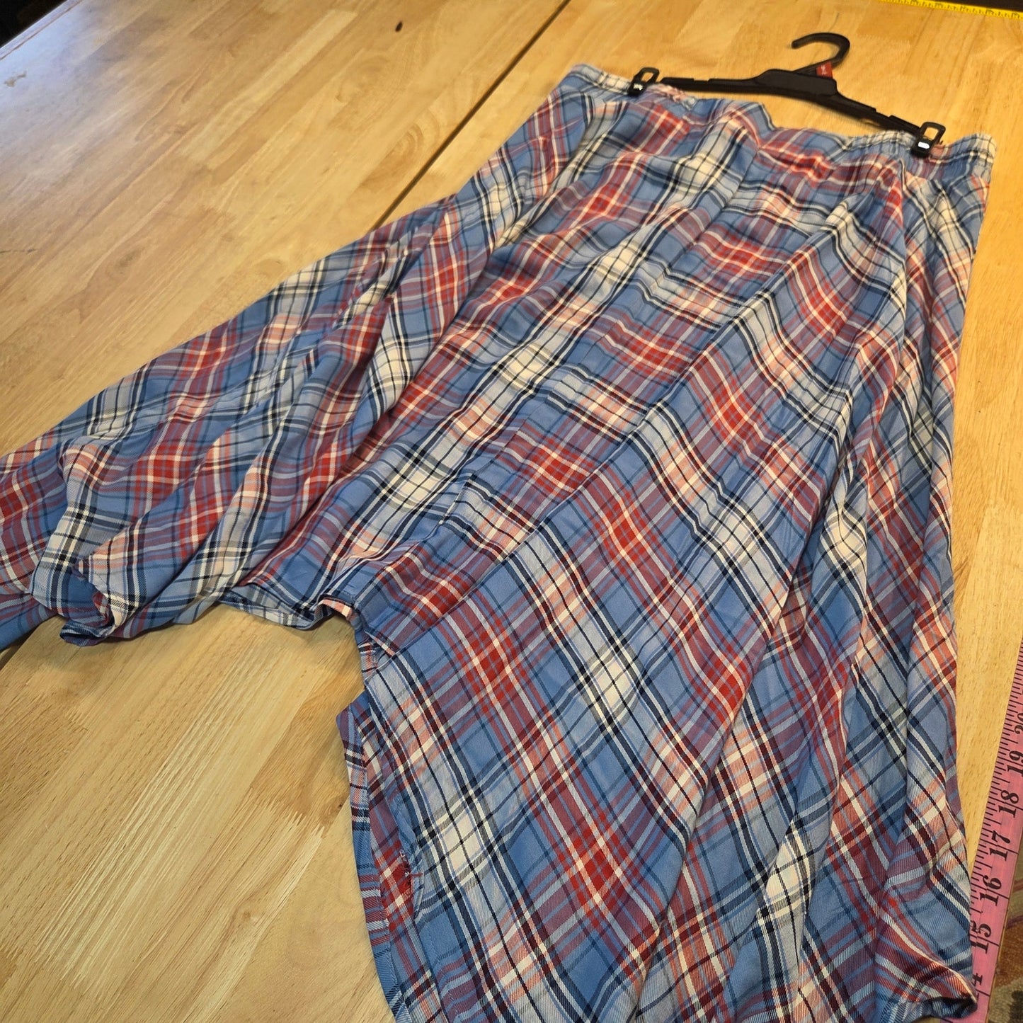 Est. 1946 Cato's Elastic Waist Tissue Hem Red White Blue Plaid Thin Flowy Large