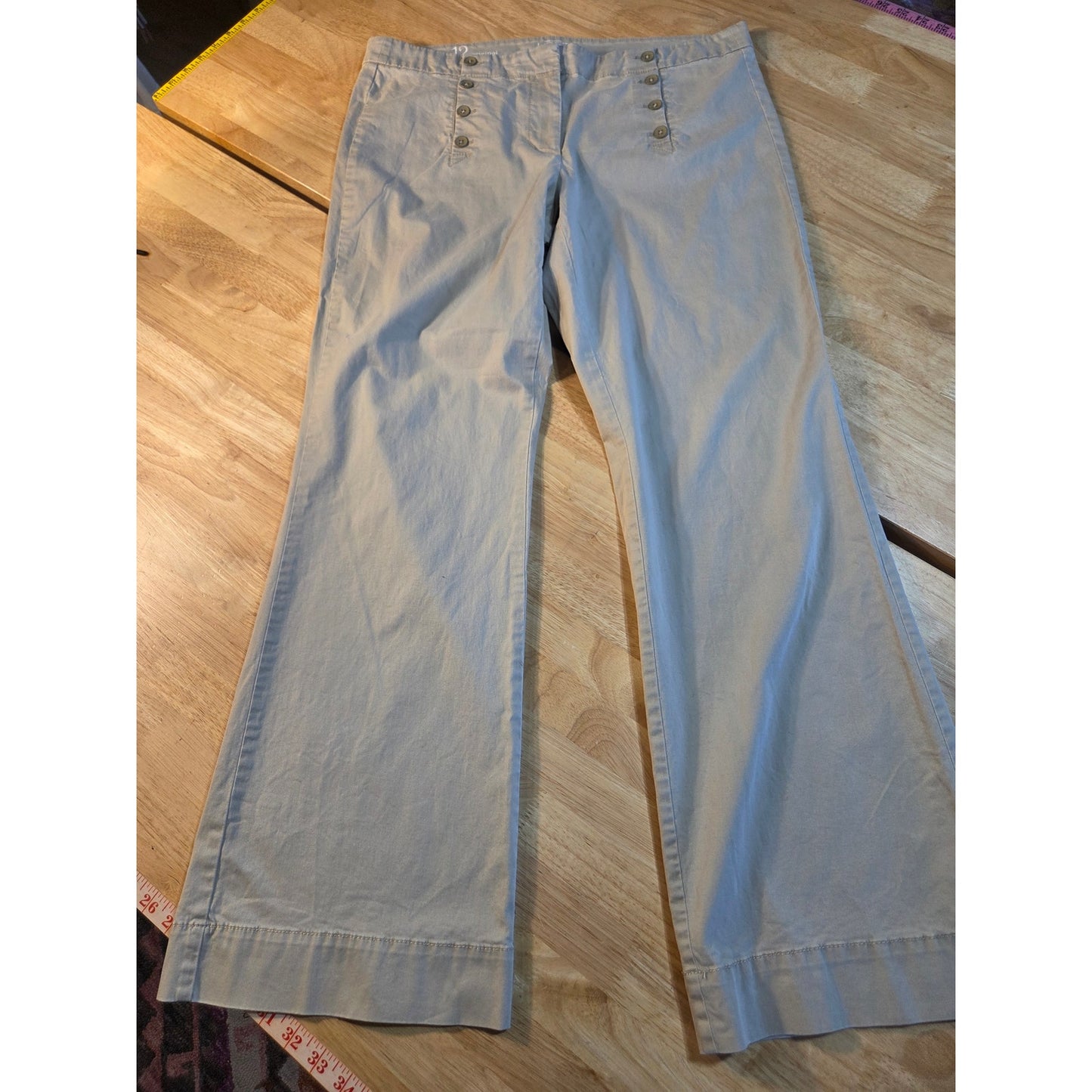 Ann Taylor Loft size 12 original sailor front wide leg khaki pants cotton