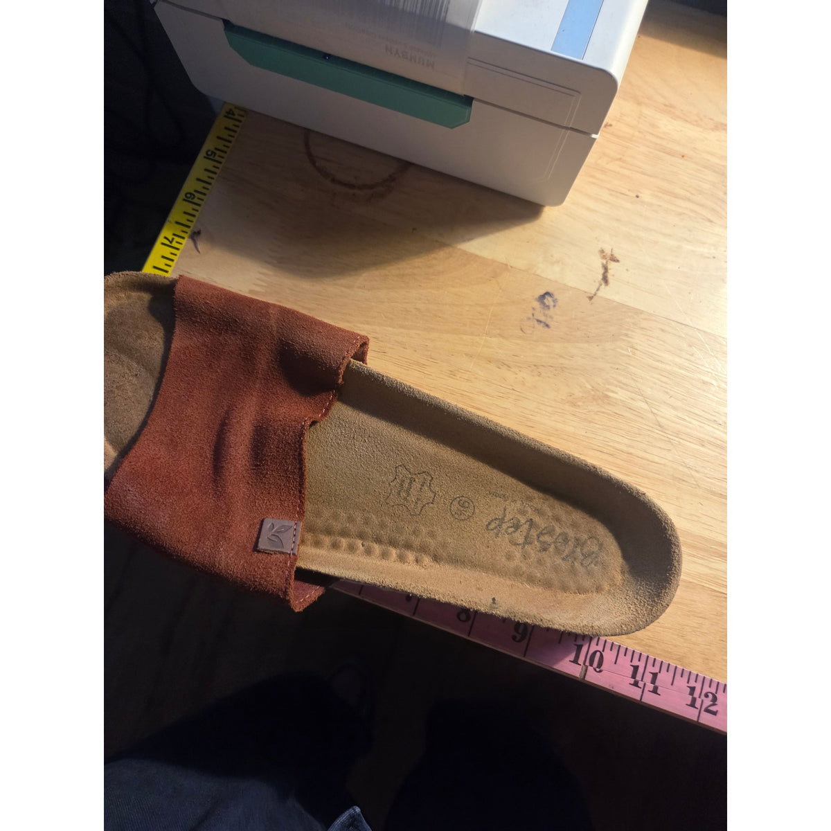 Biostep size 9 and 1/2 brown suede cork sole sandals white sole