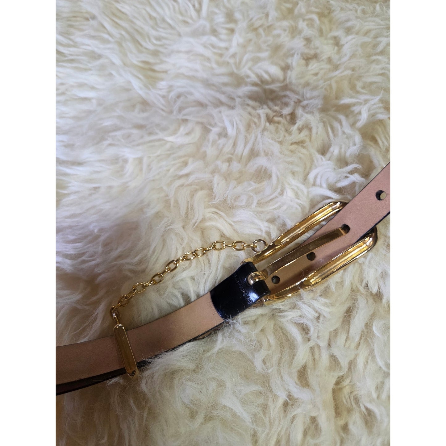 Investments large genuine Italian calfskin leather 39" length gold hardware