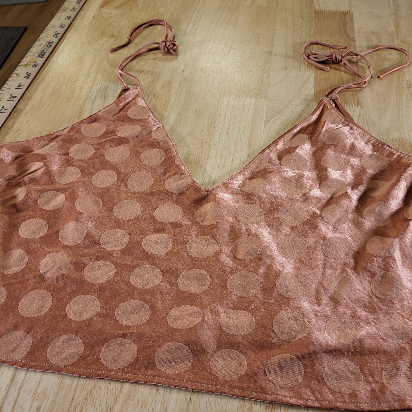 Victoria Secret Burnt Orange Cropped Polka Dot Satin Camisole sz XL