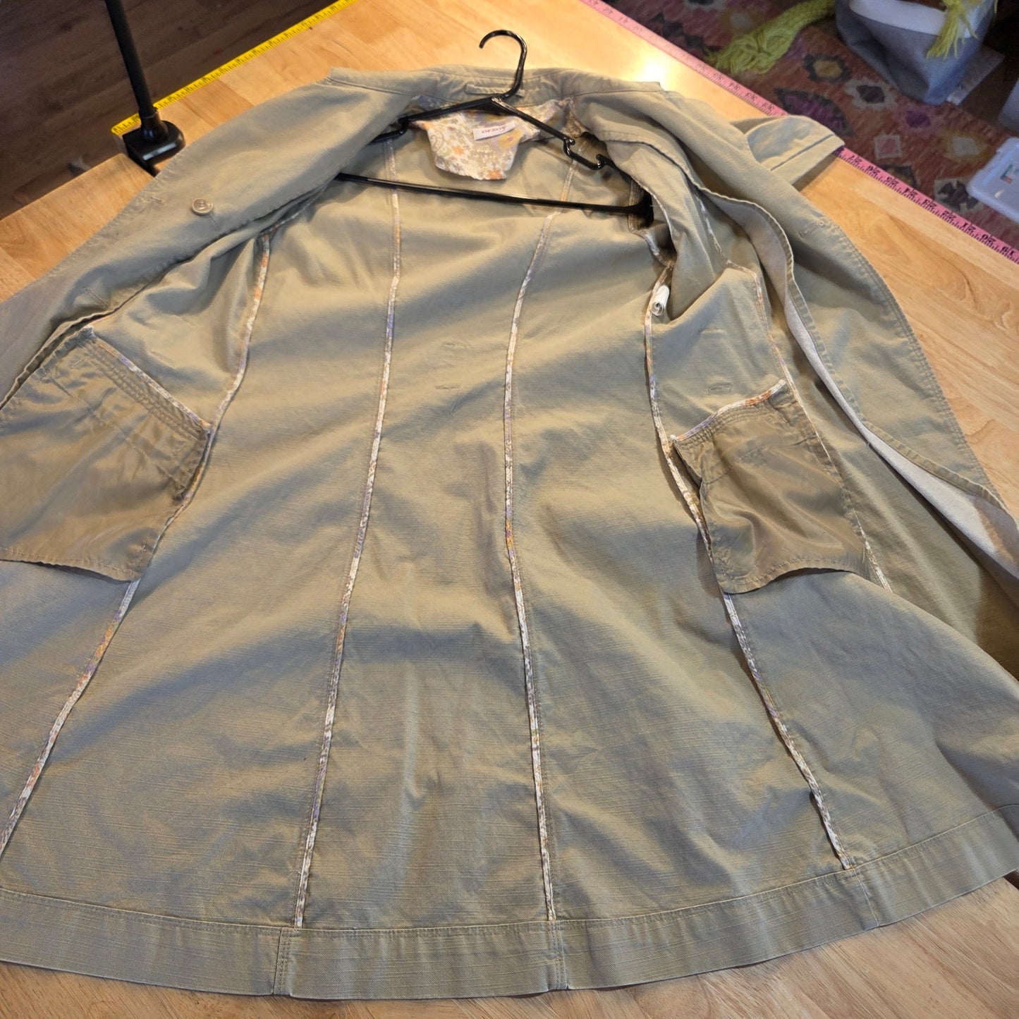 Orsay khaki denim double-breasted midi length trench Brown buttons 100% cotton