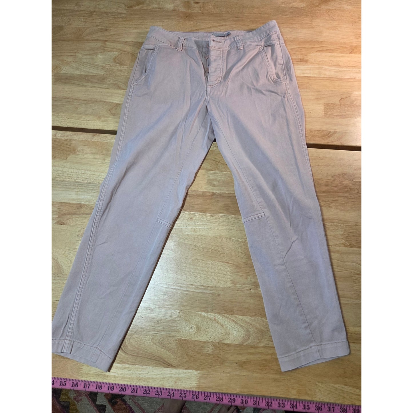 Prana size 8 blush pink nude cropped high water Pedal Pusher pants pockets sz 8