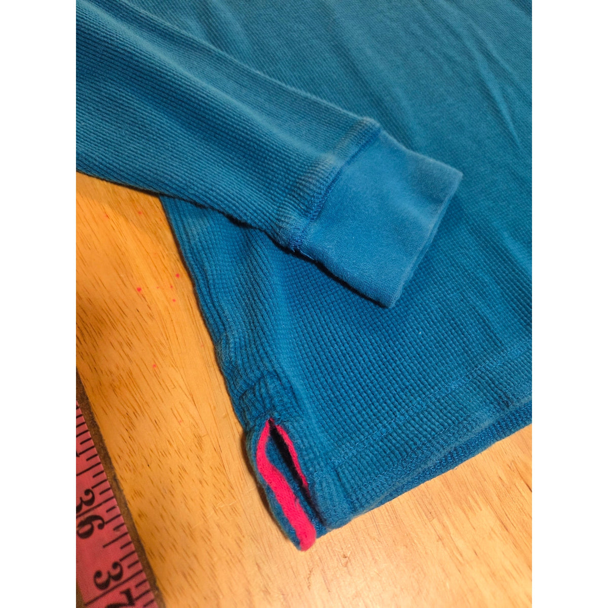 US polo Association turquoise waffle knit long sleeve shirt pink contrast medium