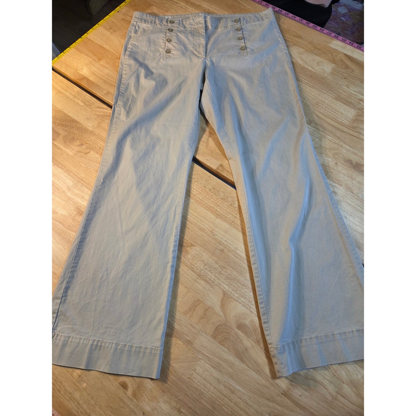 Ann Taylor Loft size 12 original sailor front wide leg khaki pants cotton