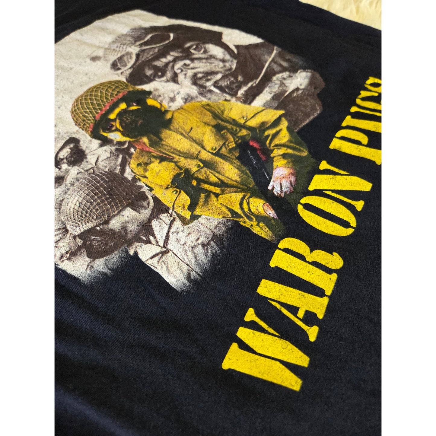 Kid dangerous Grime Couture 100% cotton black War on Pugs graphic t-shirt large
