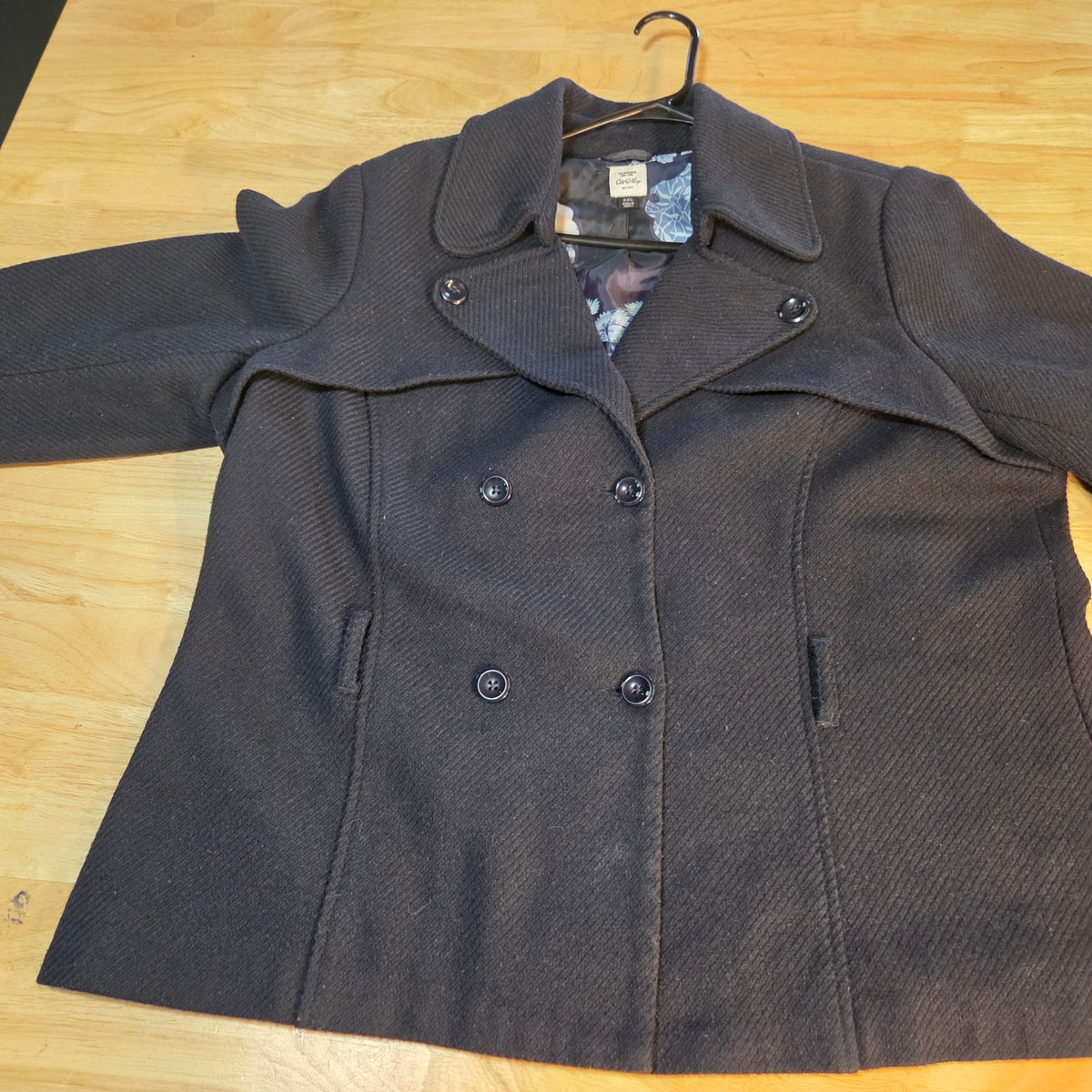 Old Navy xxl recycled wool blend peacoat black big buttons classic style