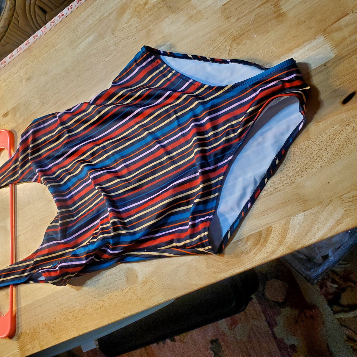 UNBRANDED PRIMARY COLOR STRIPED ONE PIECE BATHING SUIT SMALL