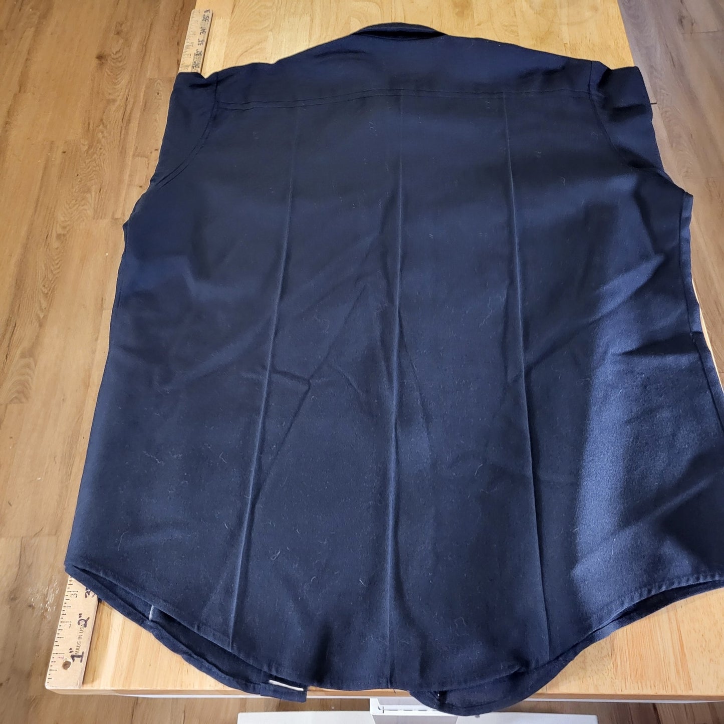 Vintage Flying Cross Dacron Rayon Blend Navy Blue Faux Button Zip 26" P2P