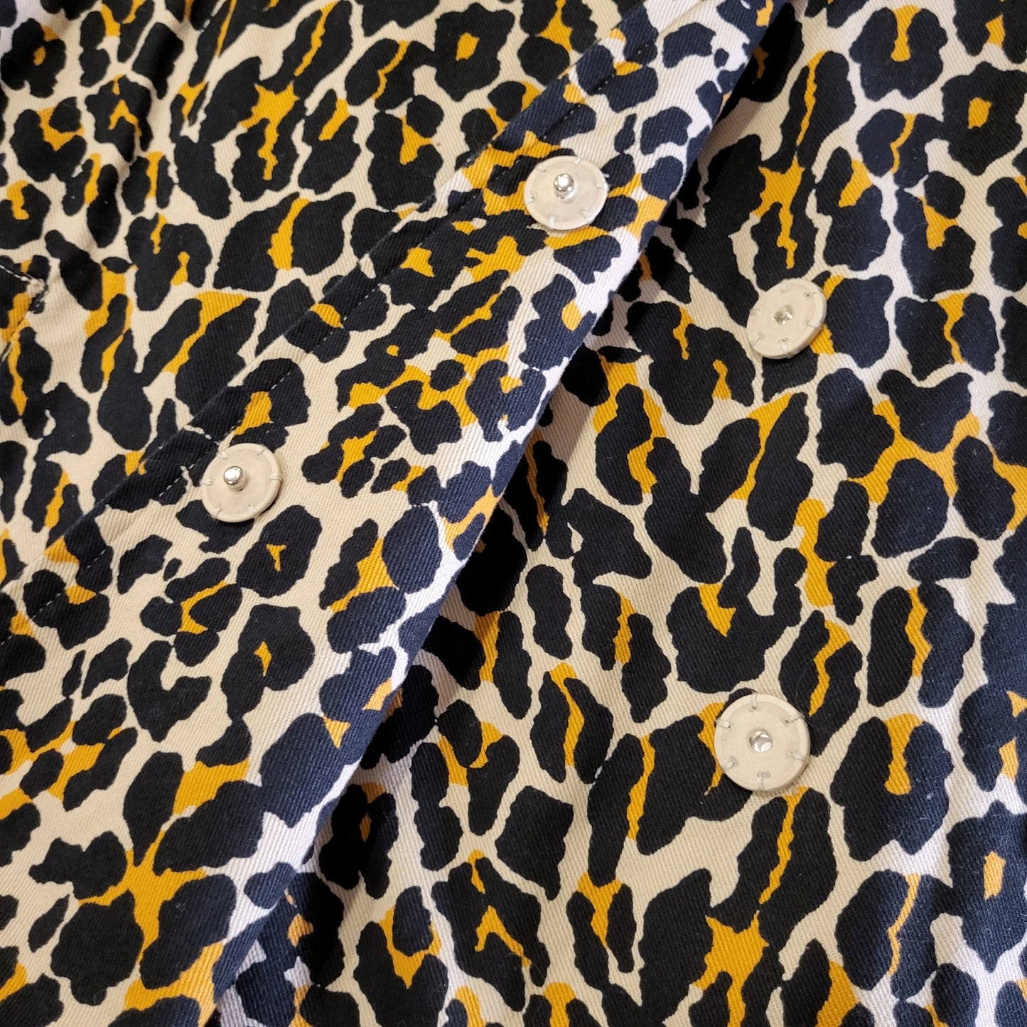 New York & Company 100% cotton leopard print midi  coat jacket denim x-small