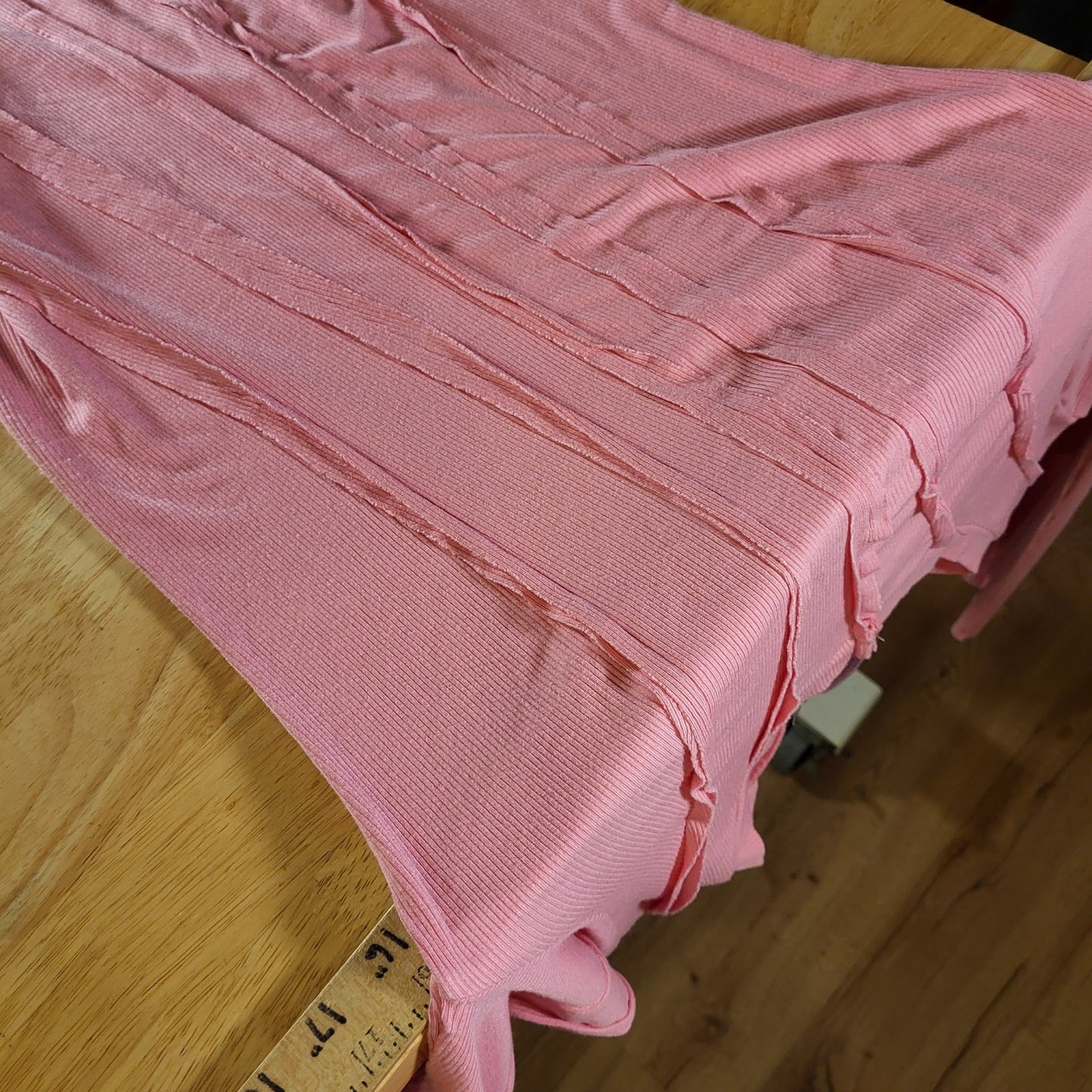 Finesse Pink Jersey Long Sleeve Asymmetrical Hem Stretch Crew Neck
