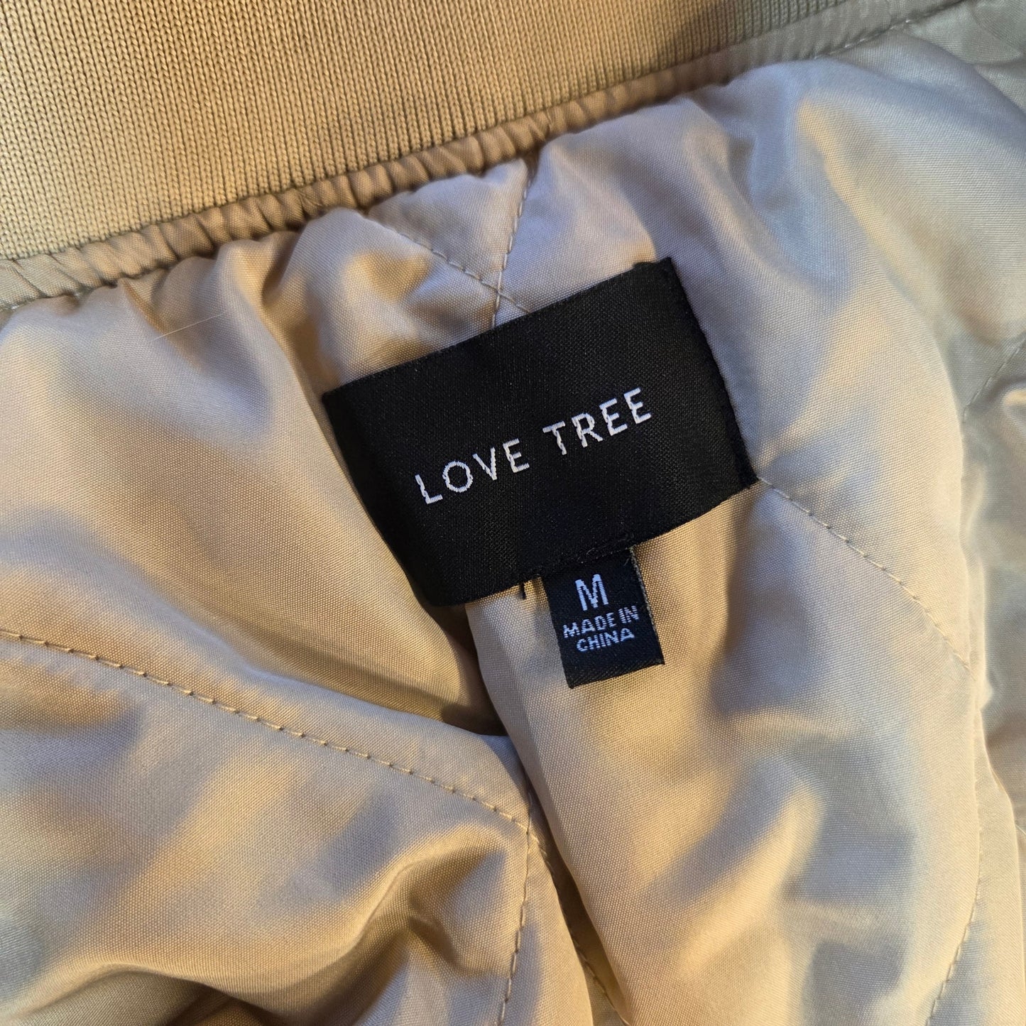 Love tree size medium cropped khaki bomber jacket nylon Y2K silver Hardware