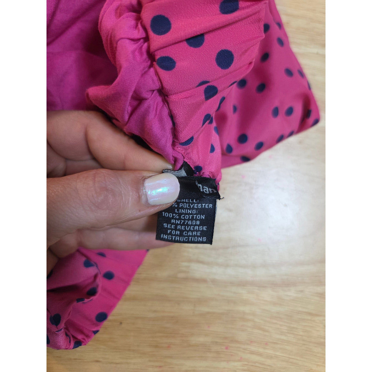 J Peterman Pink & Navy polka dot Maxi skirt size 6