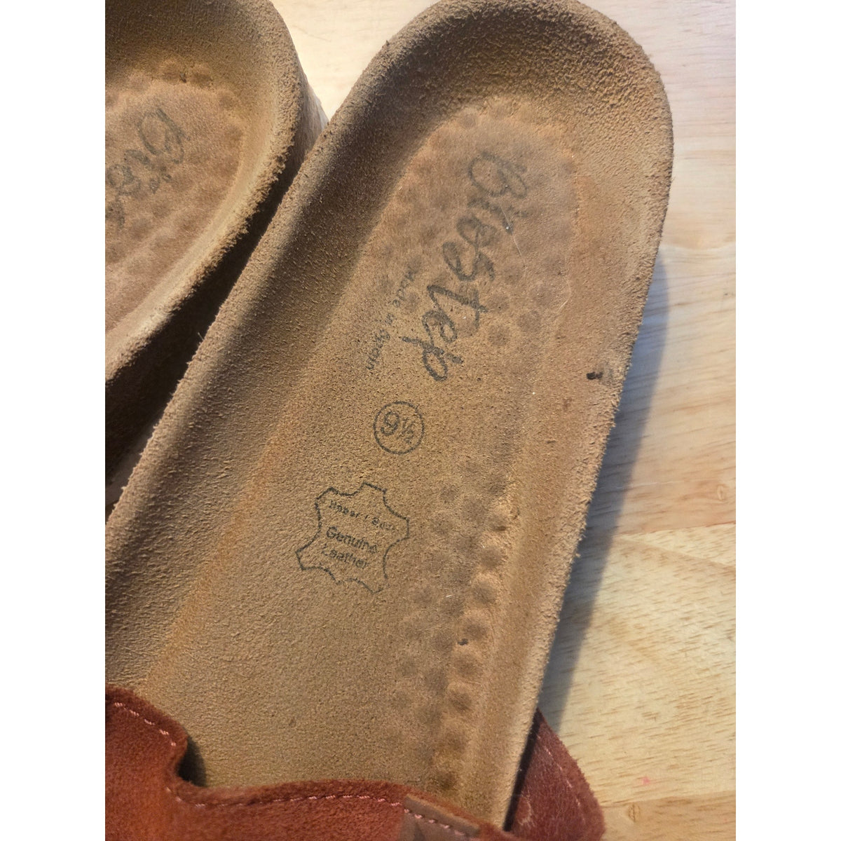 Biostep size 9 and 1/2 brown suede cork sole sandals white sole