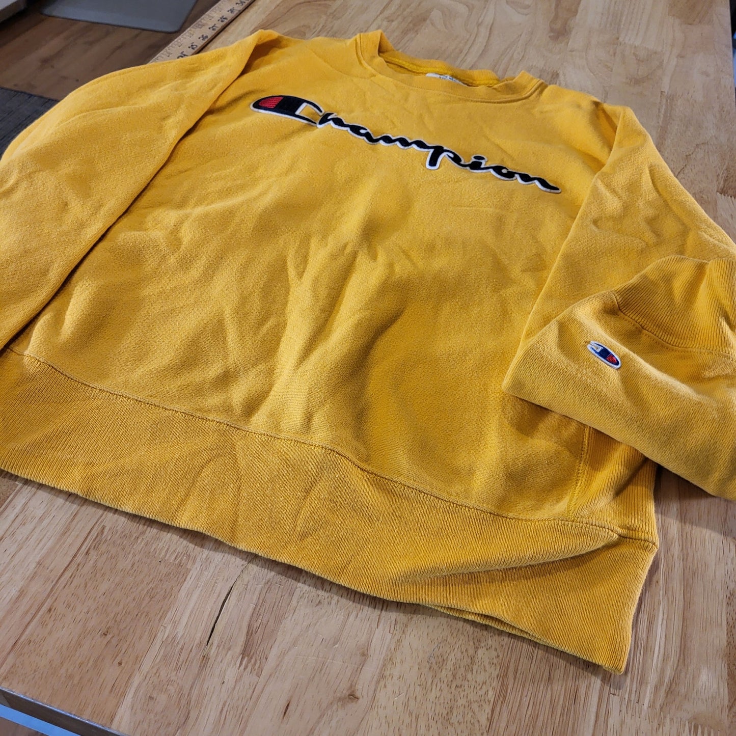 Champion Heavy Weight Terry Pullover Mustard Yellow Sweatshirt Small