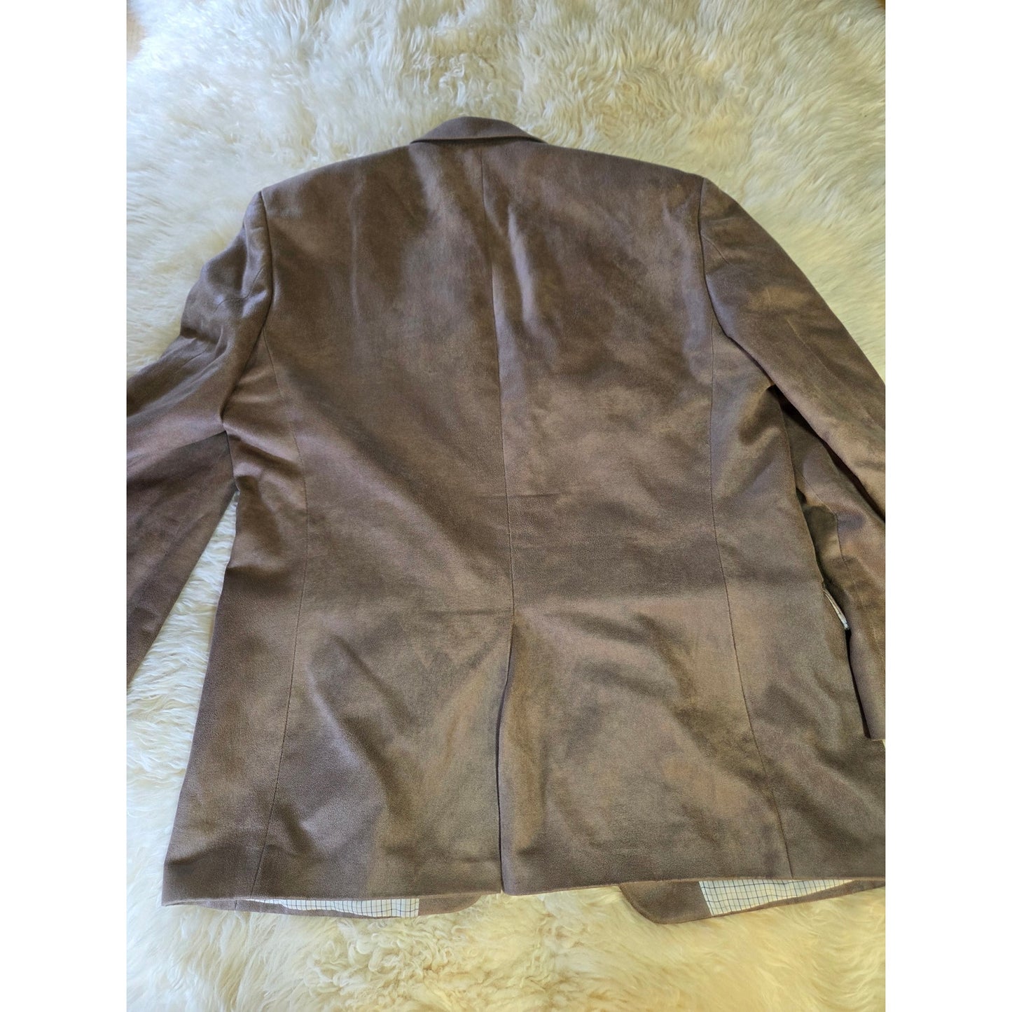Polo Ralph Lauren Beige Microsuede Sport Coat Blazer Leather Feel 23" p2p 30" lg