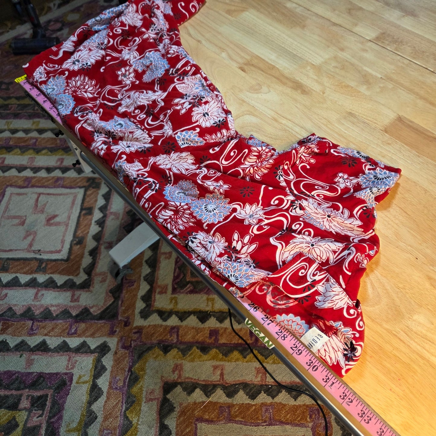 Bedford Fair Lifestyles petite large red Asian print rayon jumpsuit collared