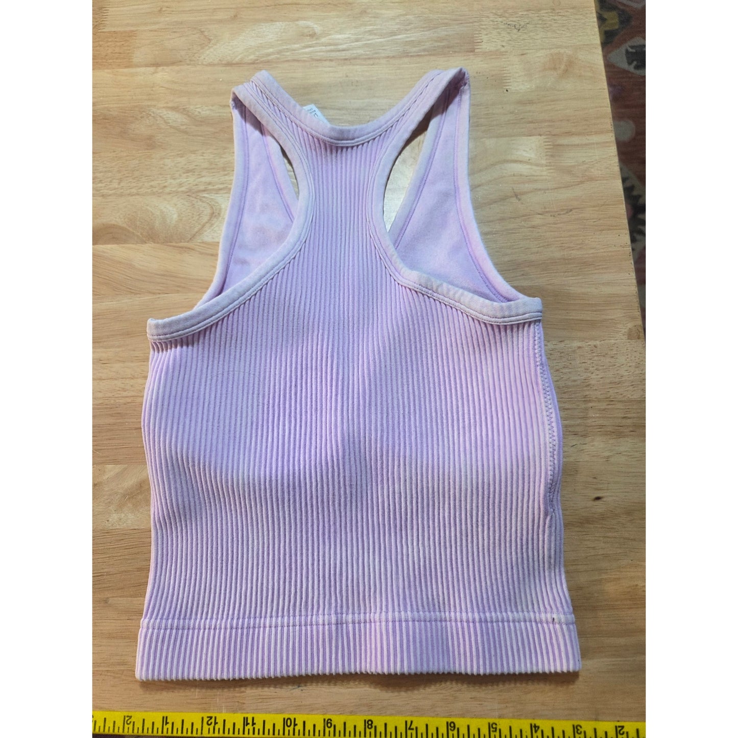 Zenana size large pink v-neck ribbed tank bralette sleeveless midriff lined