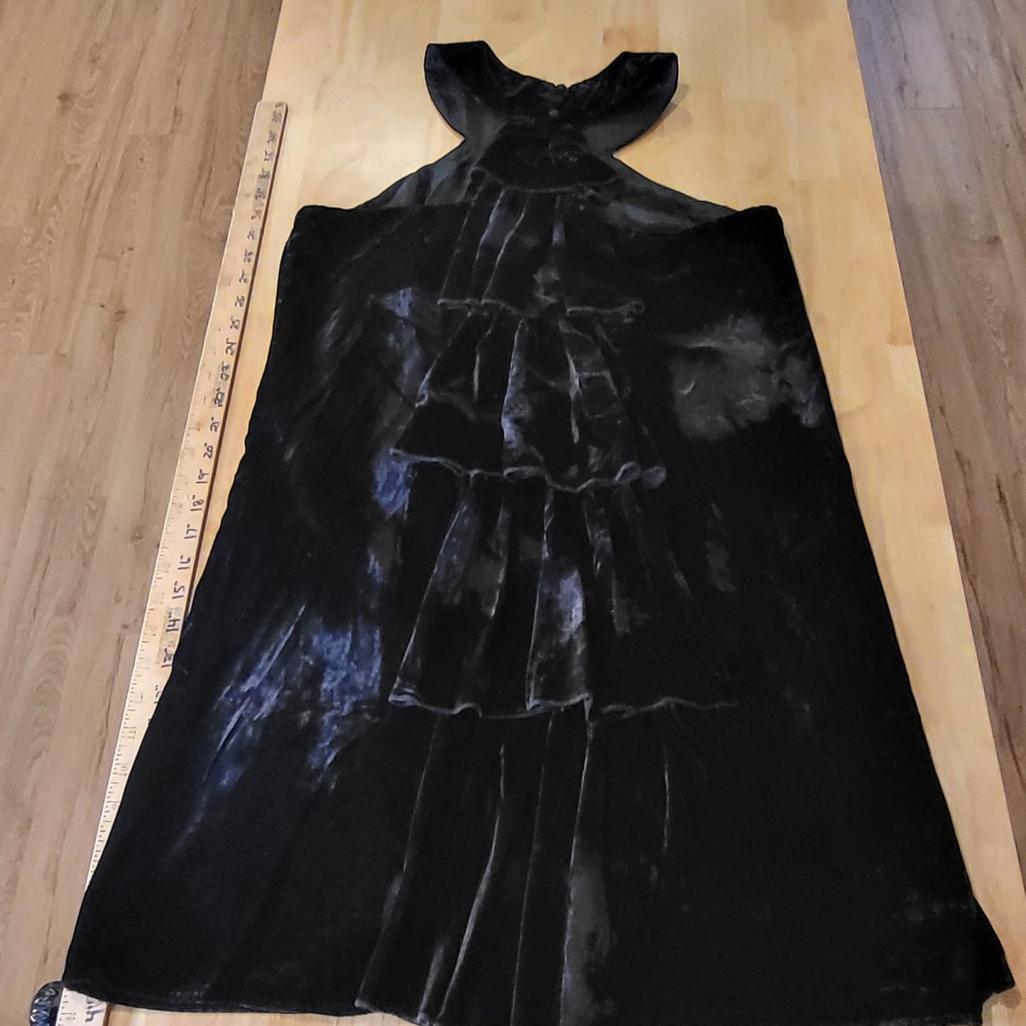 INC International Concepts Rayon Black Velvet Ruffle Racerback Mini Dress 10