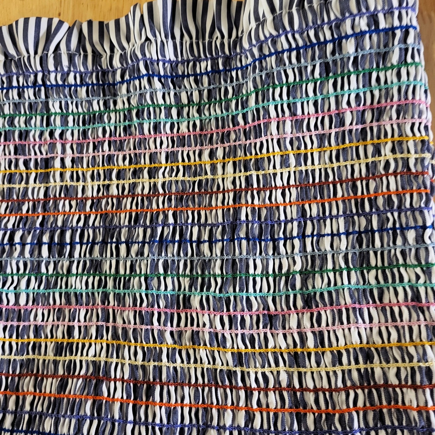 DO+BE Sheered Elastic Tube Top Colorful Striped Ruffle Cotton 15" Long 12" bust
