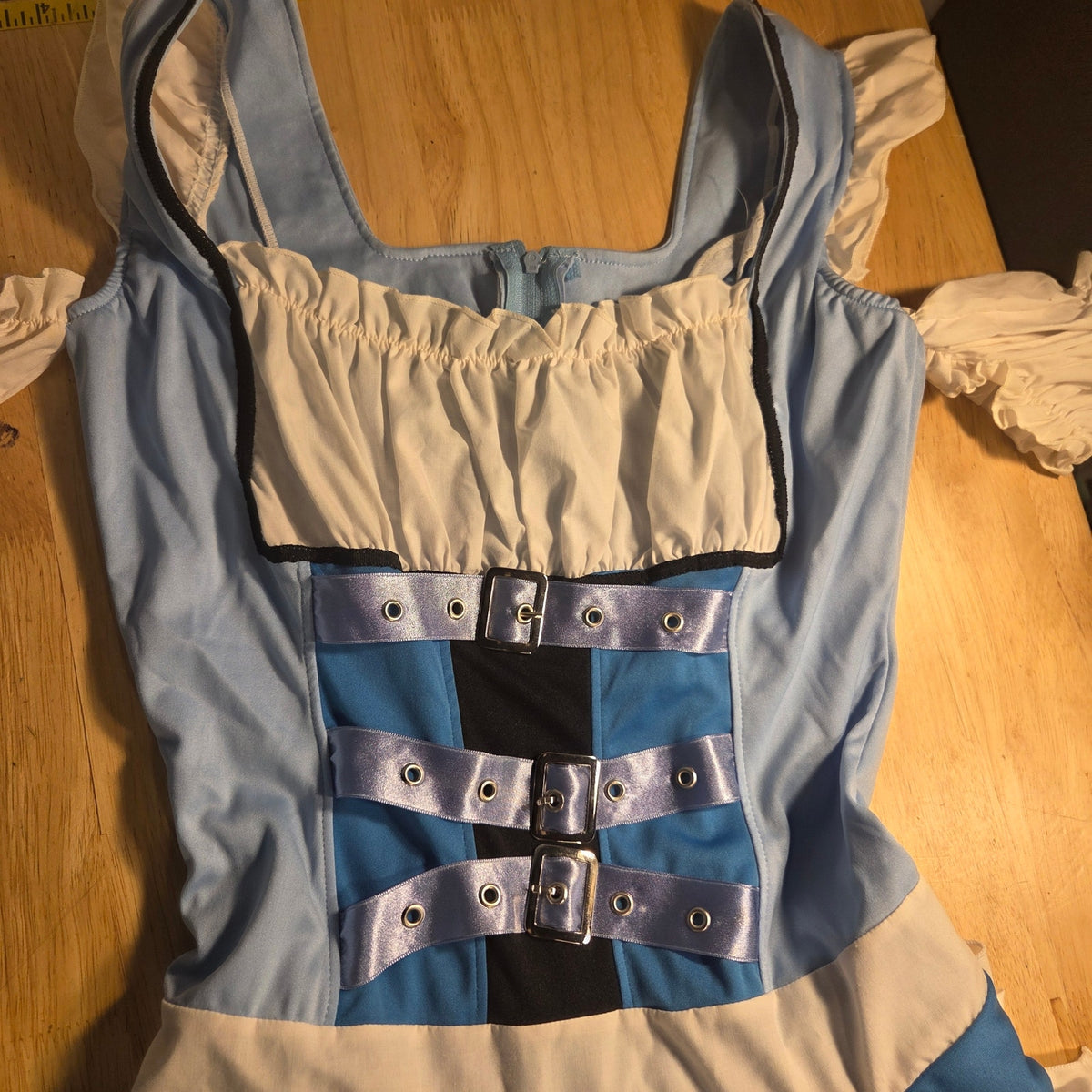 Legs Avenue Blue Mushroom Alice in Wonderland off the shoulder costume tie small