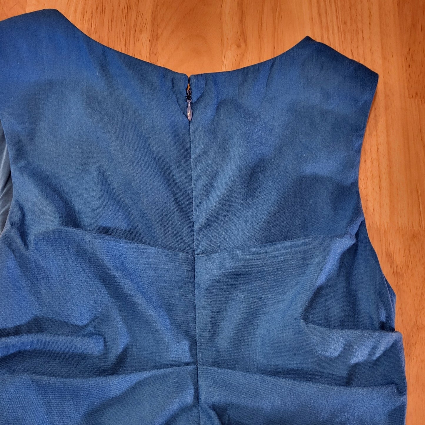 Nicole Miller Artelier Blue Backbone Gathered Sleeveless Stretch Pencil Dress 6