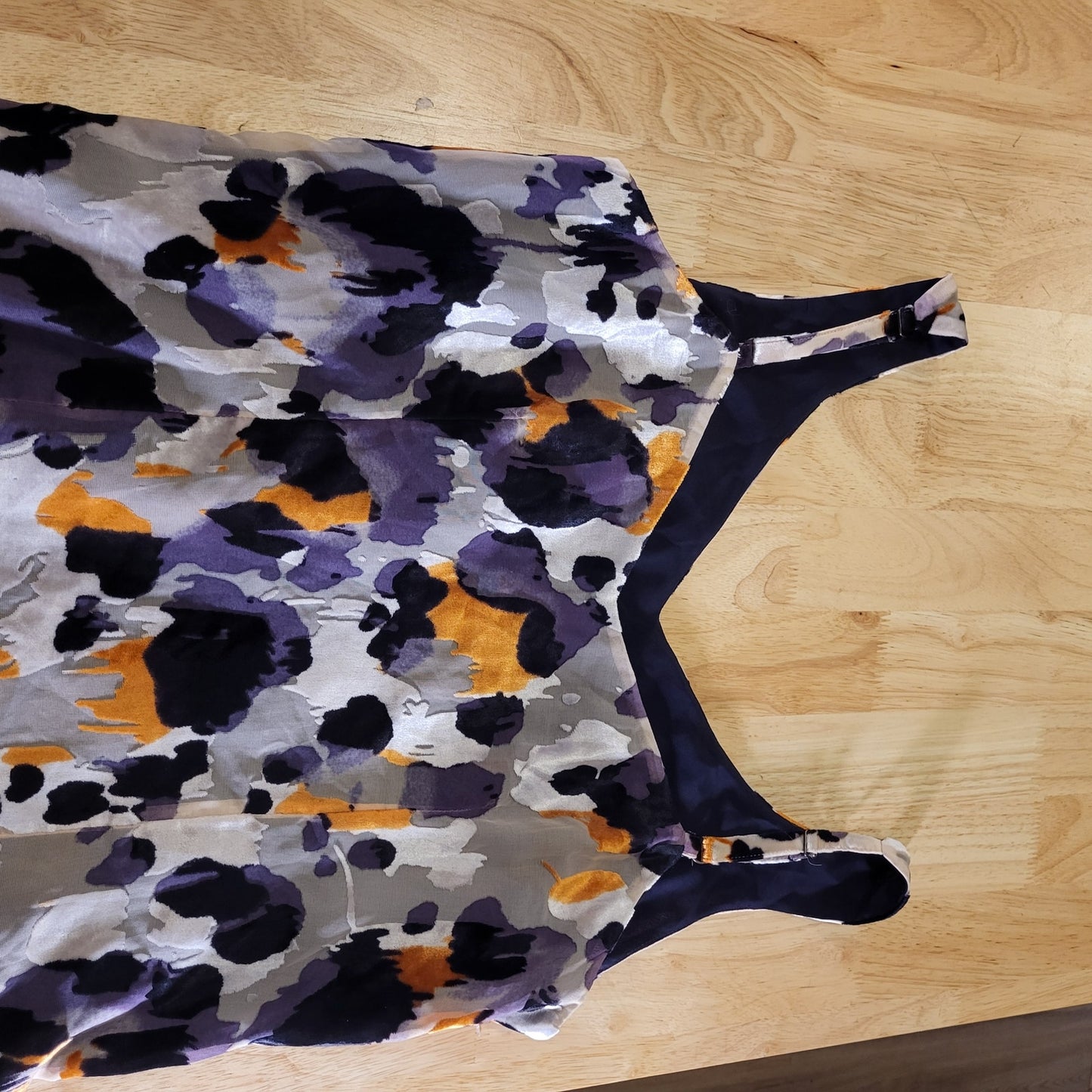 Cabi Sleeveless A-Line Dress Orange Purple Burnout Velvet Silk Medium