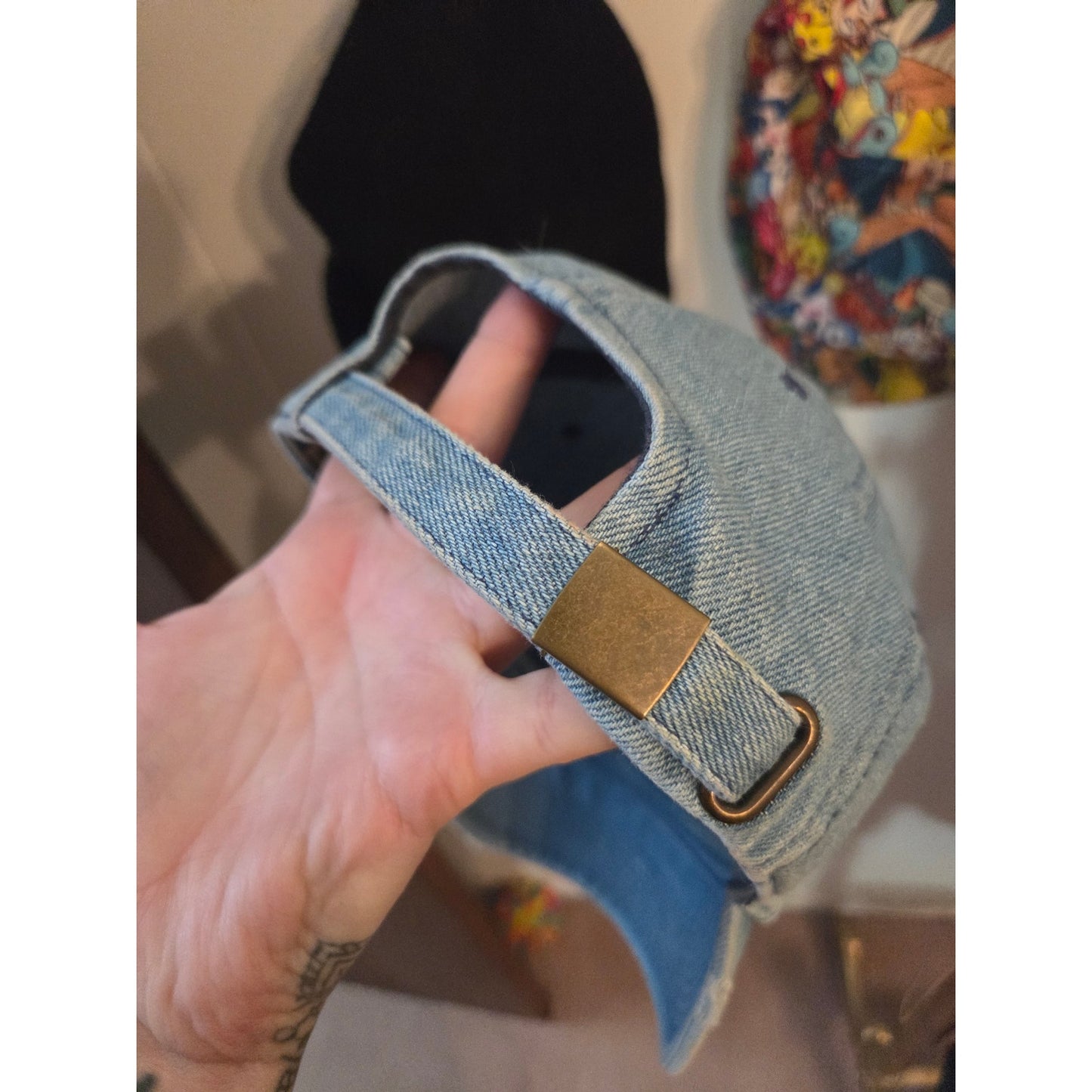 Kbethos Vintage light wash denim distressed adjustable baseball hat