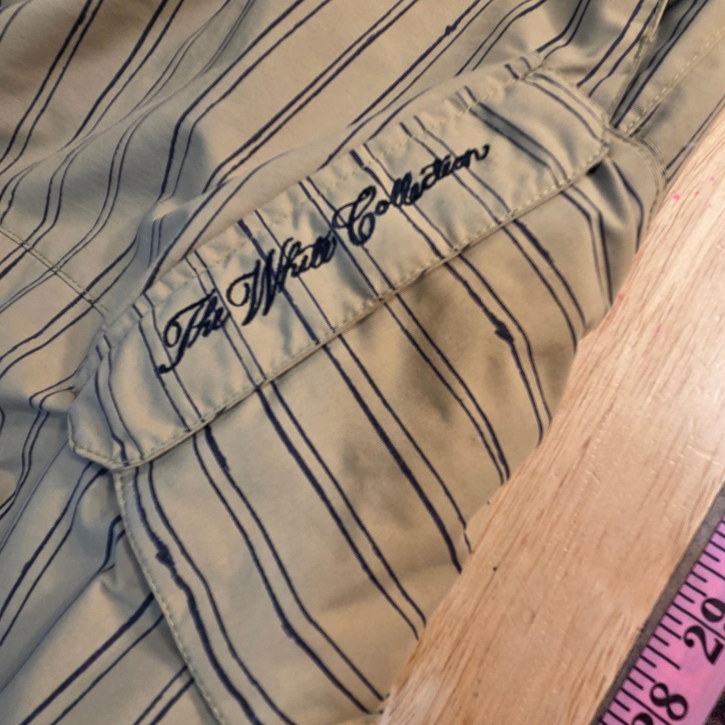 Burton Sean White Collection khaki pinstripe kids snowboard pants large pockets