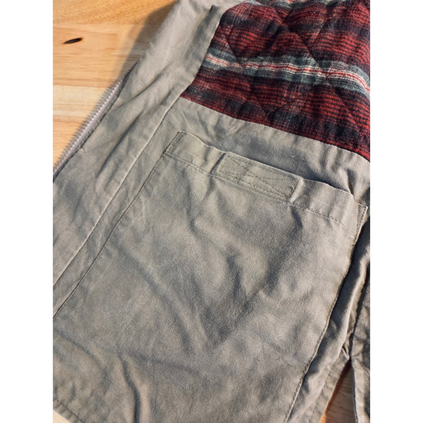 L. L. Bean Vintage Flannel Lined Army Green Hunting Vest 100% Cotton SZ Medium