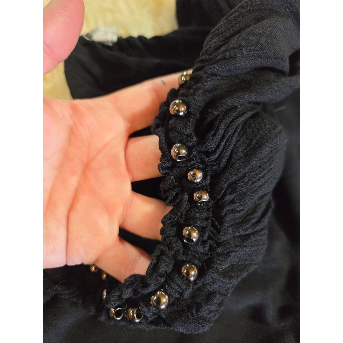 Maurice's Black Spaghetti Strap Dress Silver Studded Neckline Midi Large