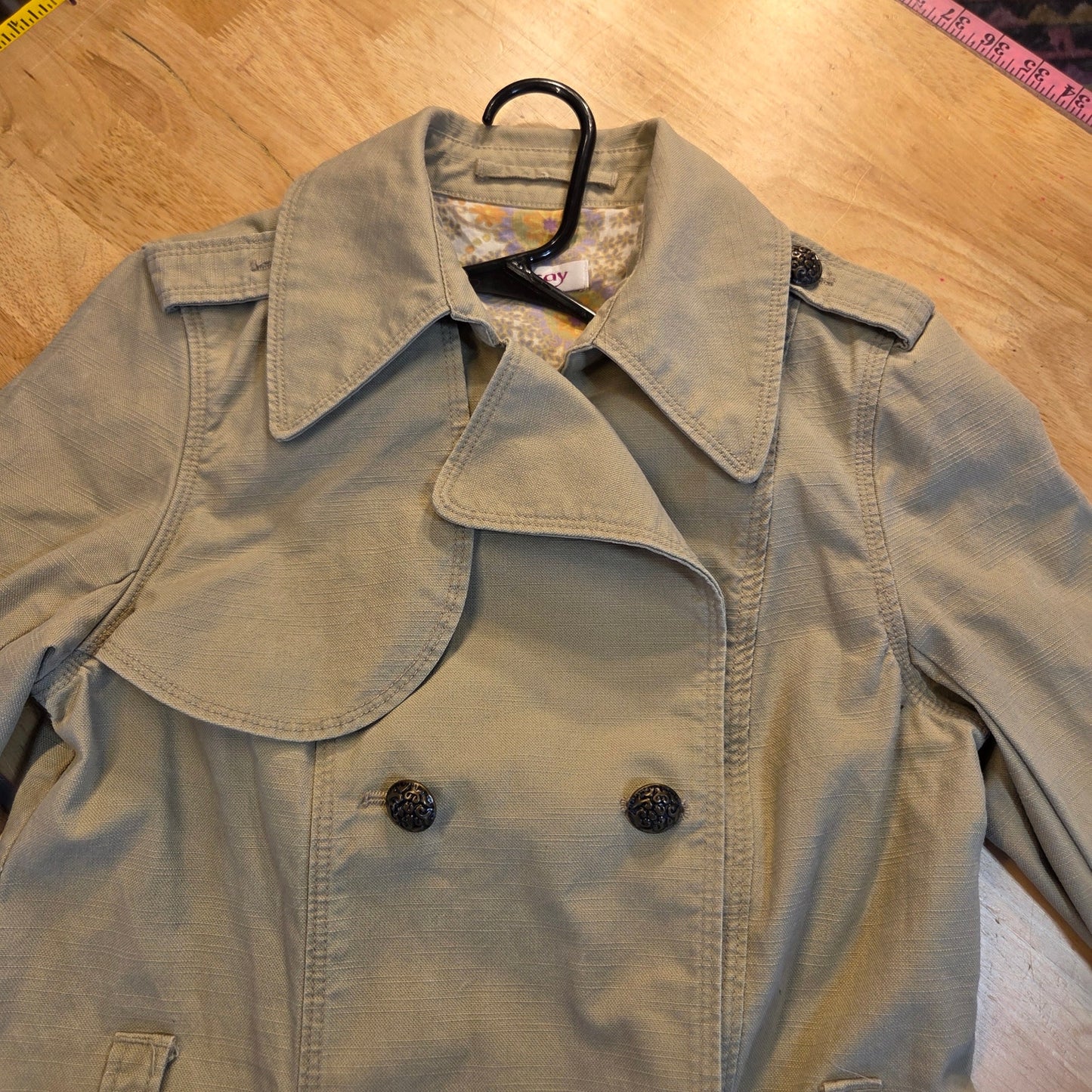 Orsay khaki denim double-breasted midi length trench Brown buttons 100% cotton